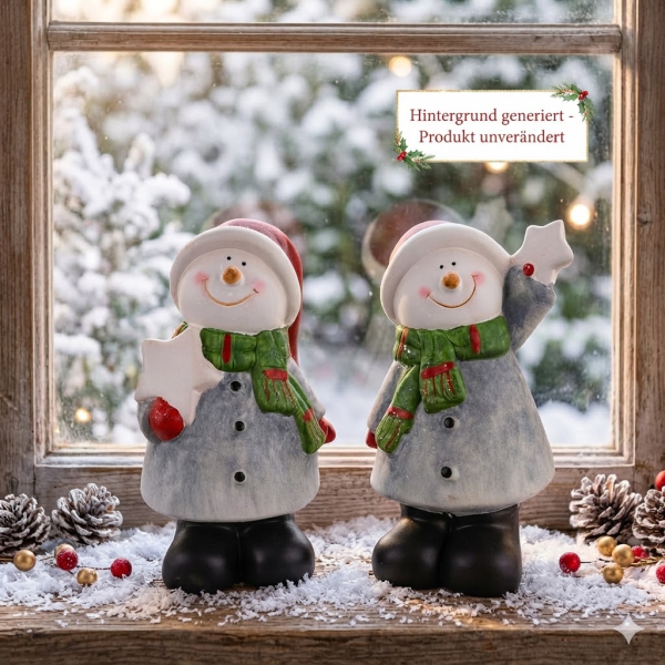 2er Set Bezaubernde Schneemänner ca. 20 cm - Weihnachtsdekoration